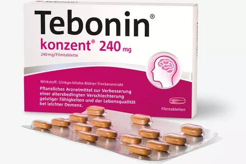 Tebonin® konzent® Packshot mit Tabletten